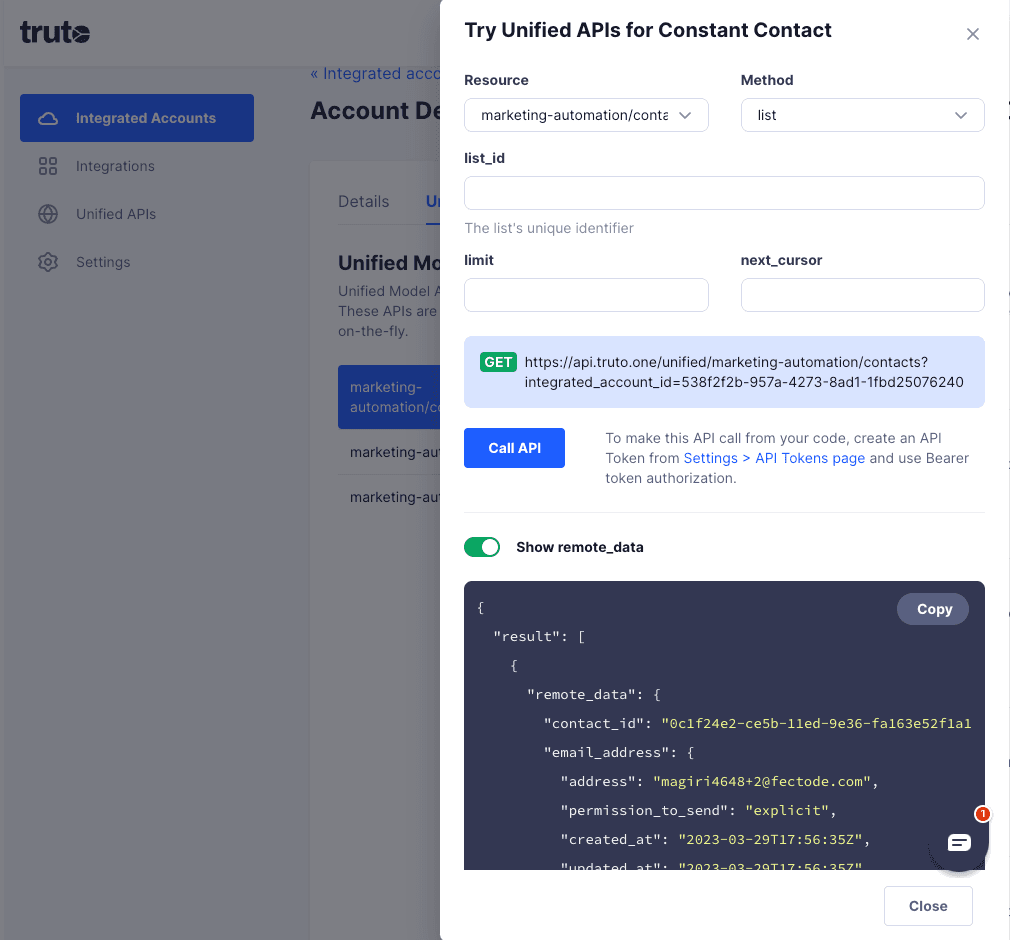 Truto's Unified API for Constant Contact