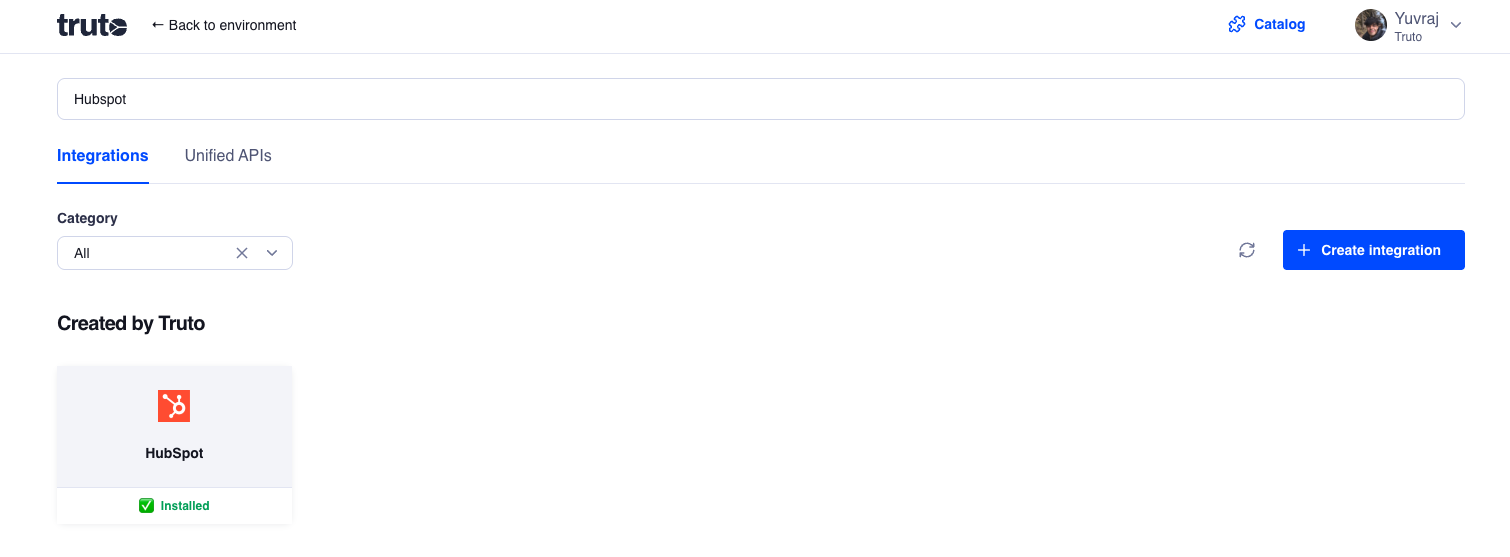 HubSpot in the Catalog