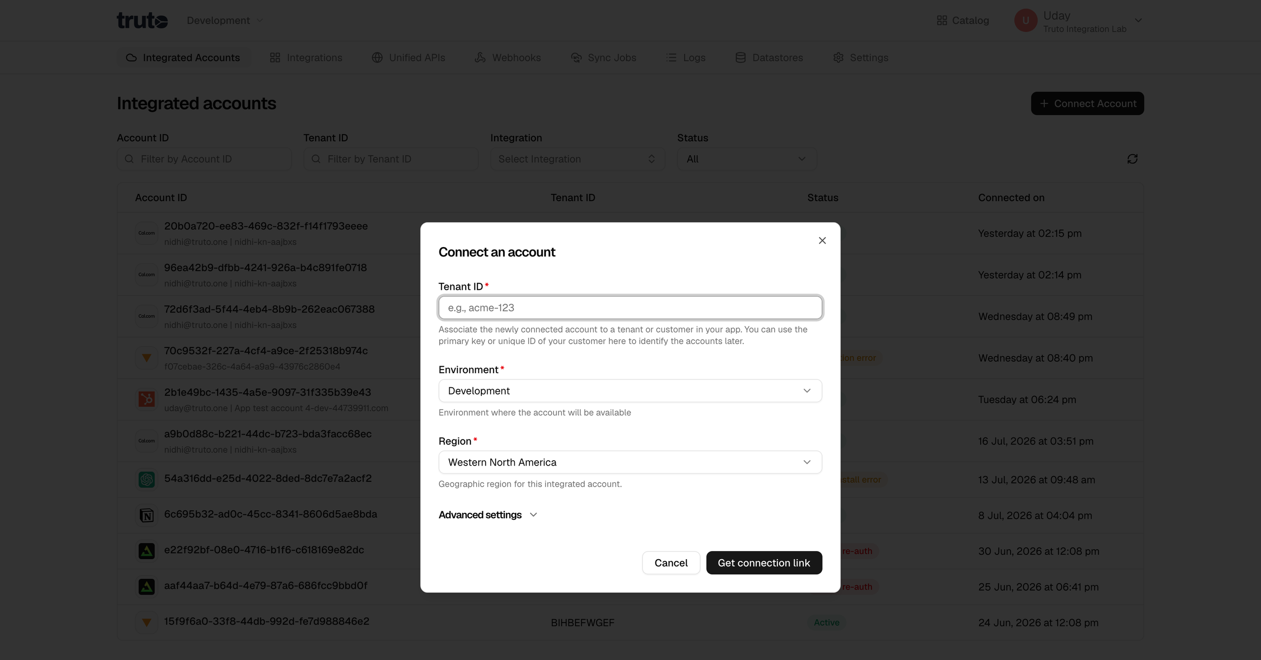 Get connection link