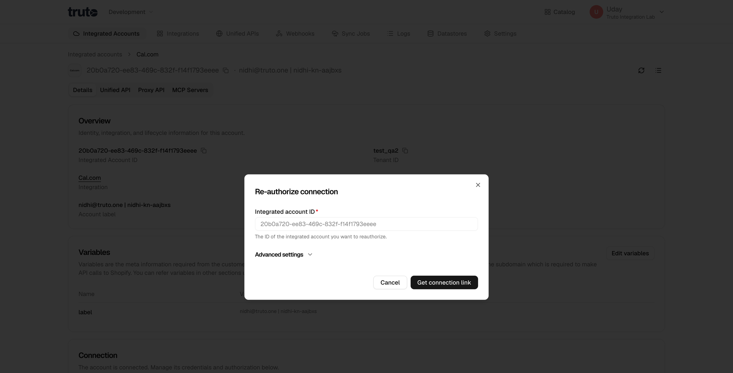 Get connection link