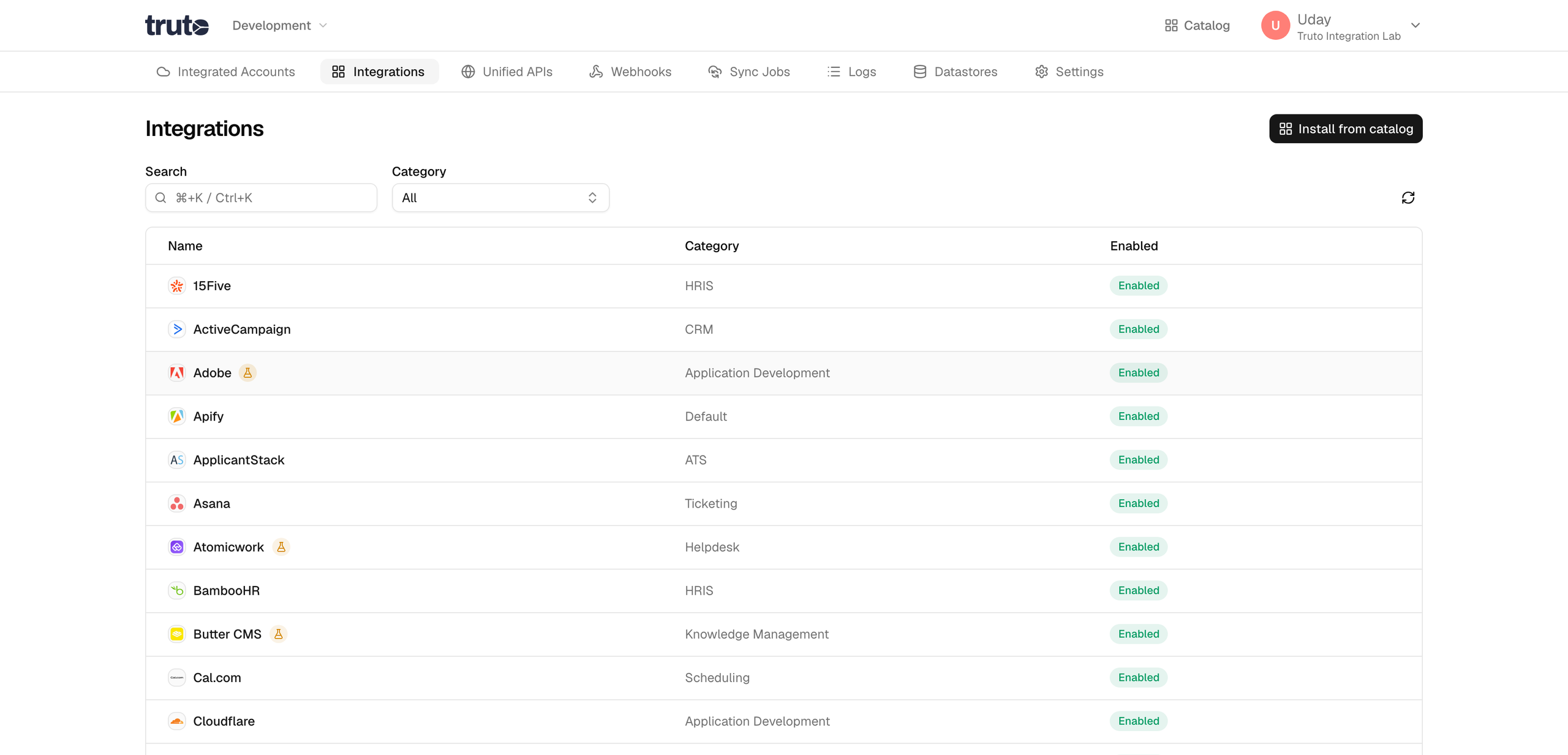 Find installed integration