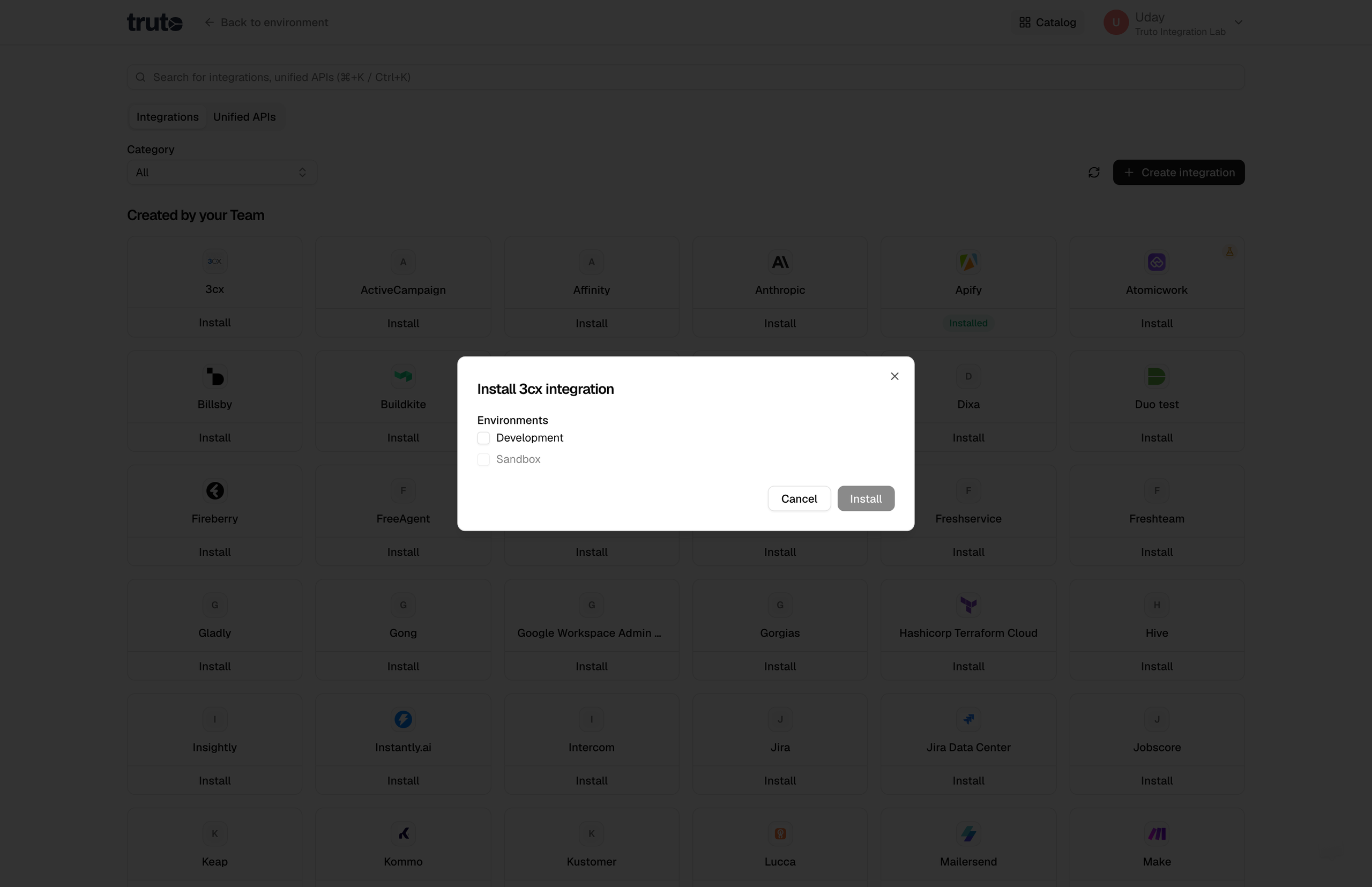 Select an environment