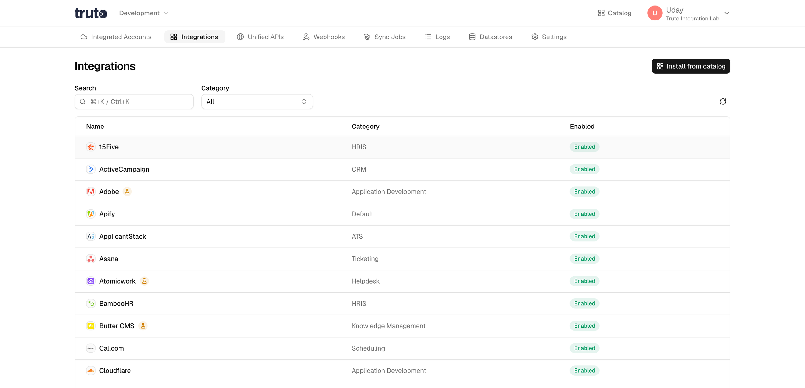 Find installed integration