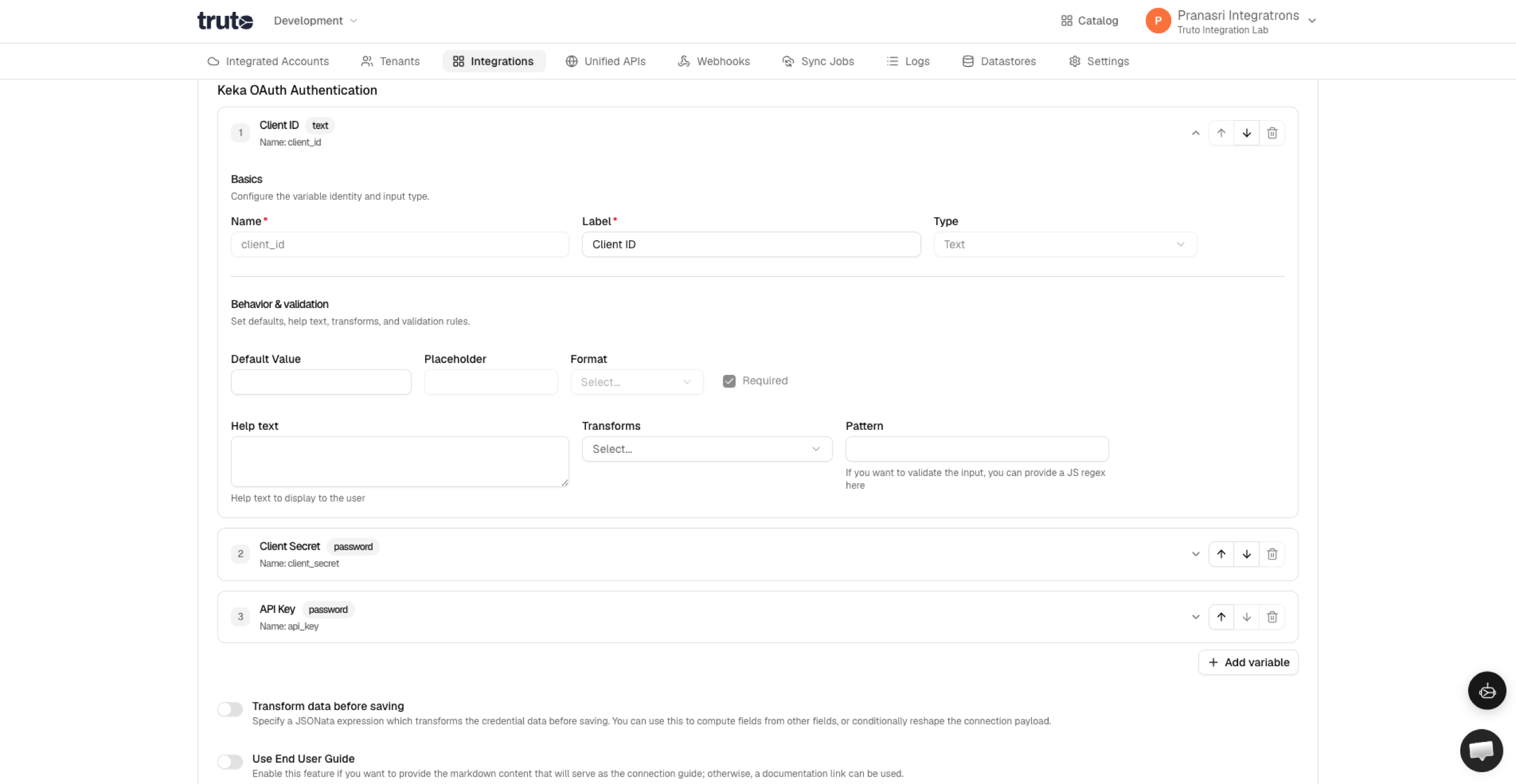 Keka OAuth Variable Example