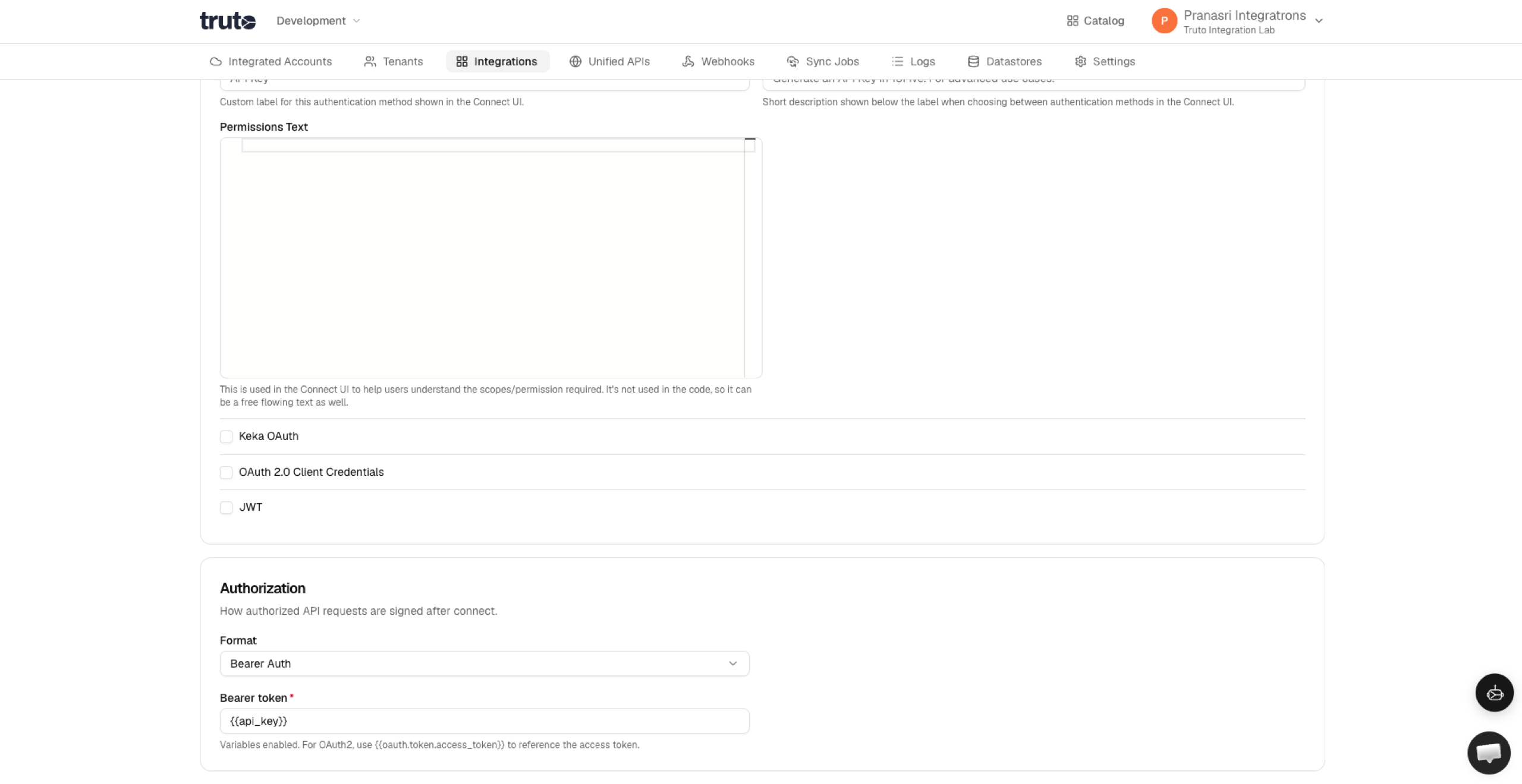 API Key Variable Example