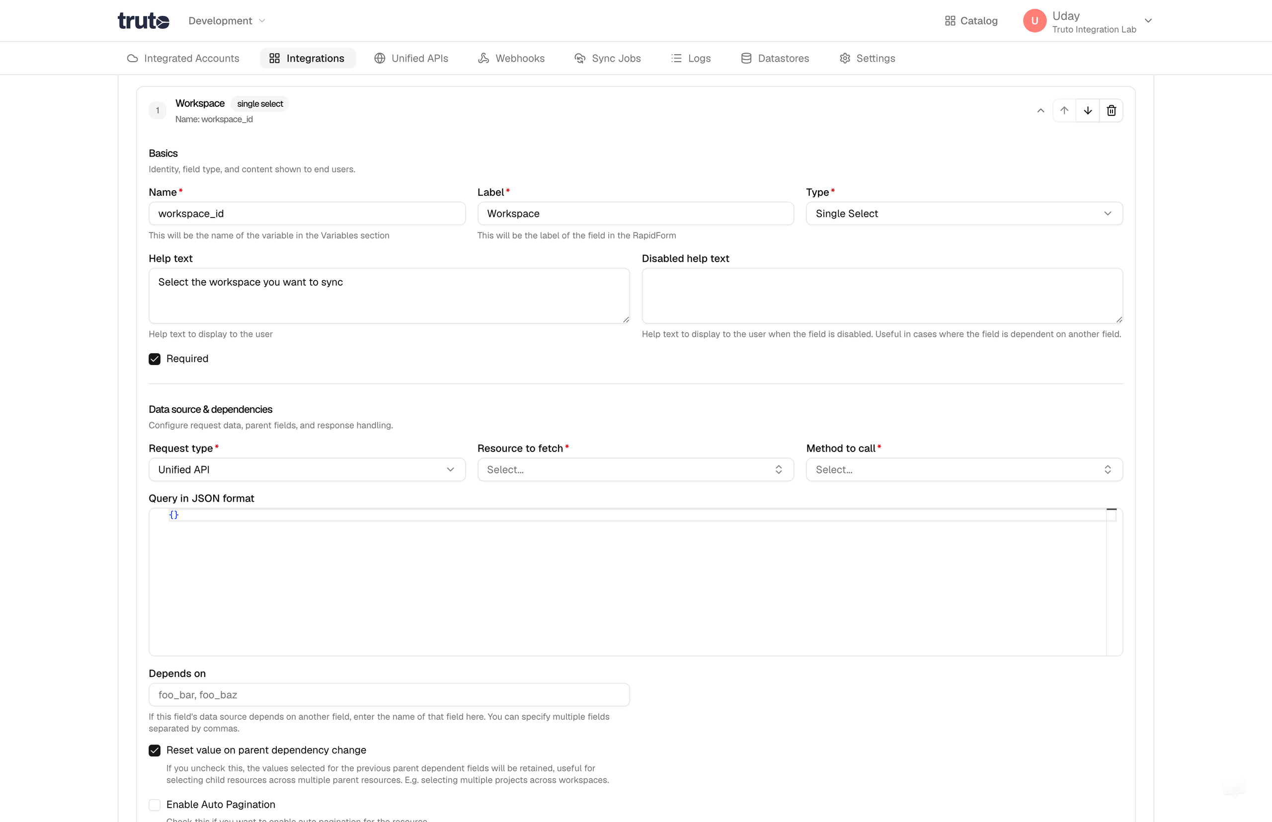 RapidForm Asana Workspace