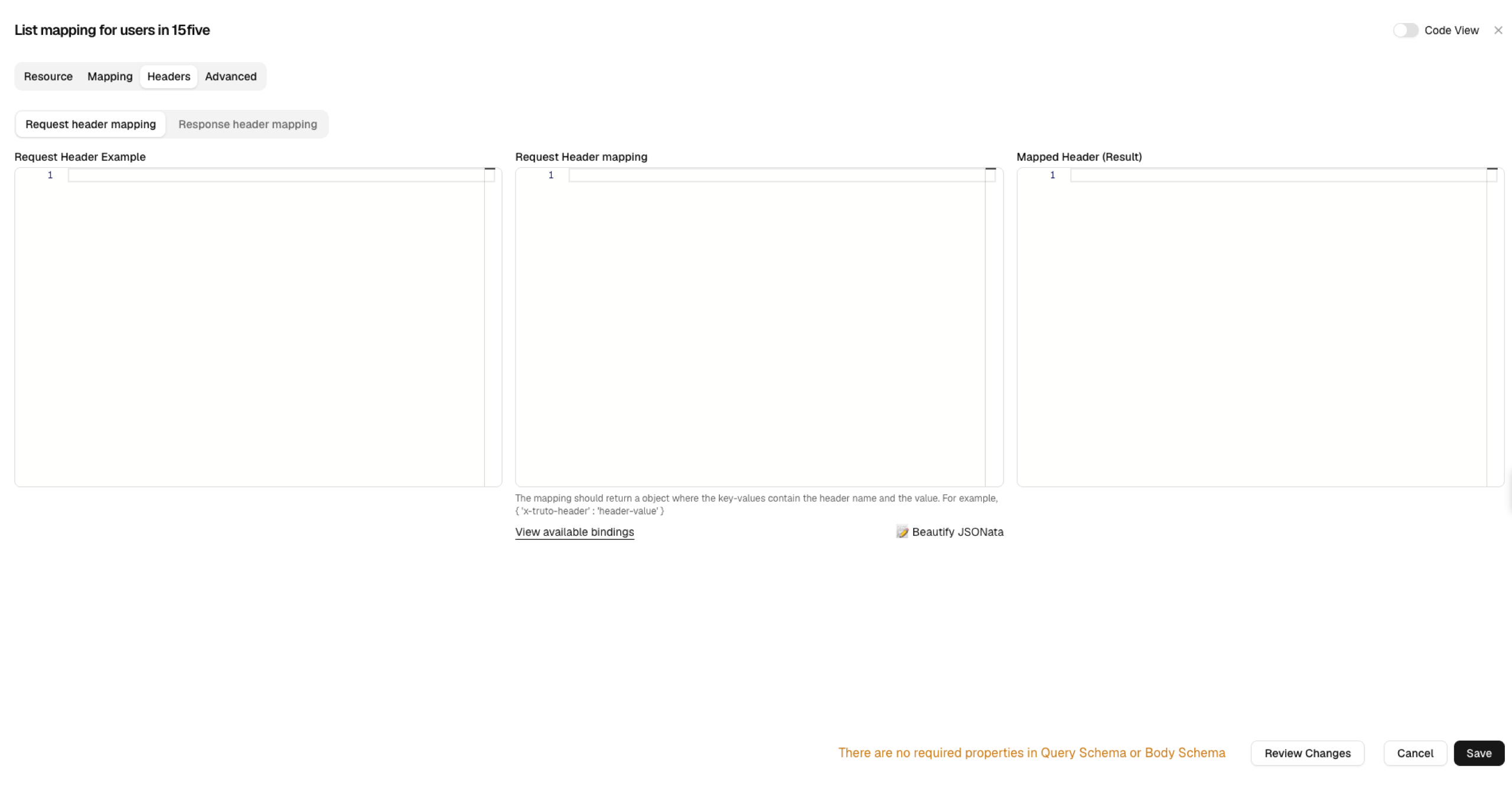 Request Header Mapping