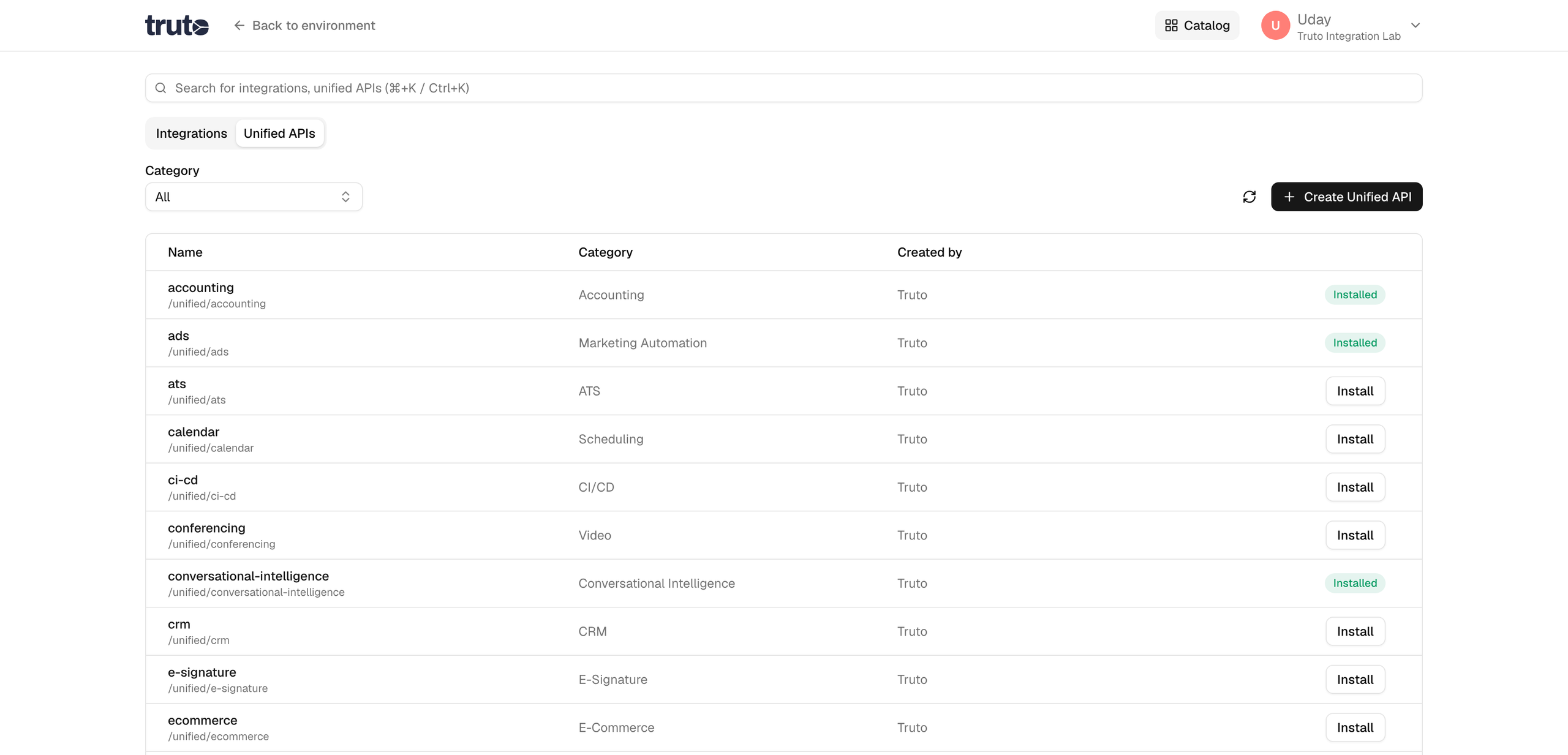 Install Unified API
