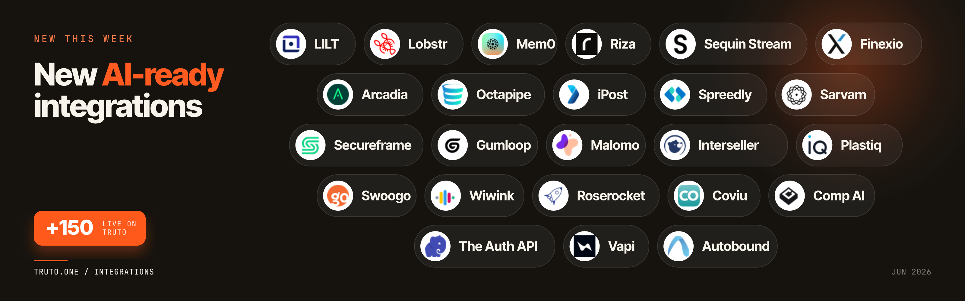New AI-ready integrations: LILT, Lobstr, Mem0, and 33 more