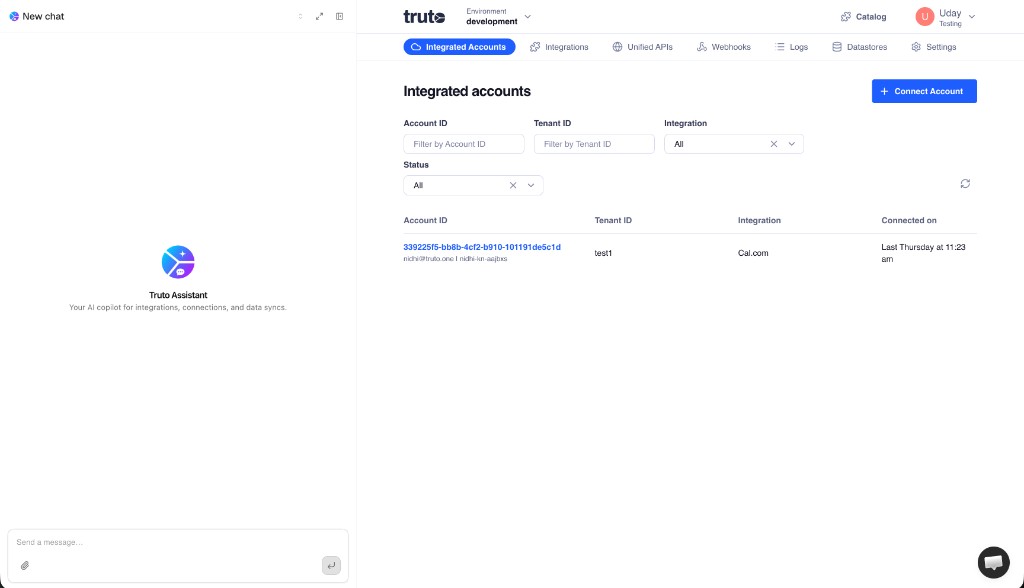 Truto Assistant sidebar in the Truto dashboard